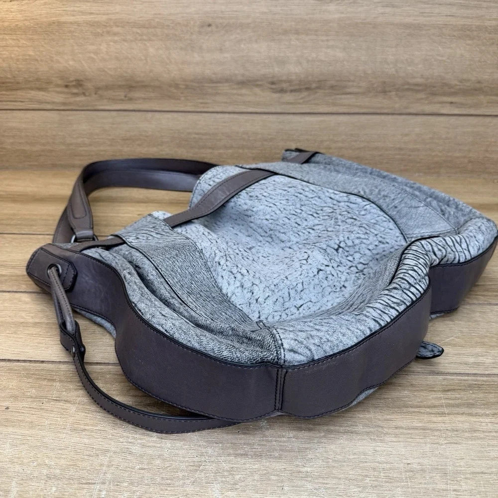 Kooba Gray Slouchy Leather Hobo Shoulder Bag Large Purse Y2K Boho Tote NWT